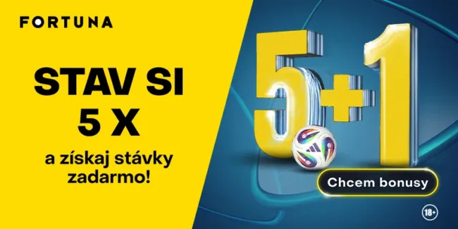 Fortuna stavkovanie promo akcia bonus zdarma bonusy 5 plus 1 zadarmo slovensko online casino