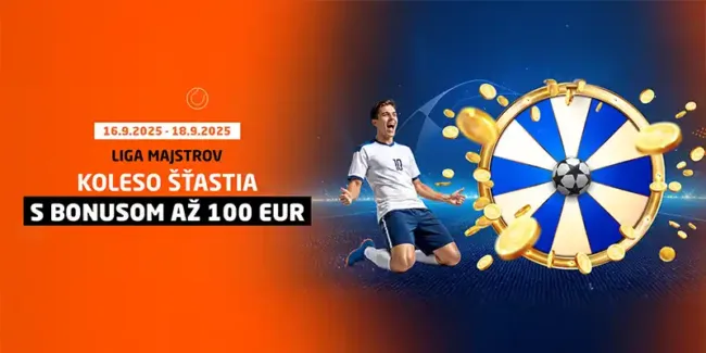 synottip stavkovanie tipovanie stavkova kancelaria koleso stastia liga majstrov bonus 100 eur slovensko 2025